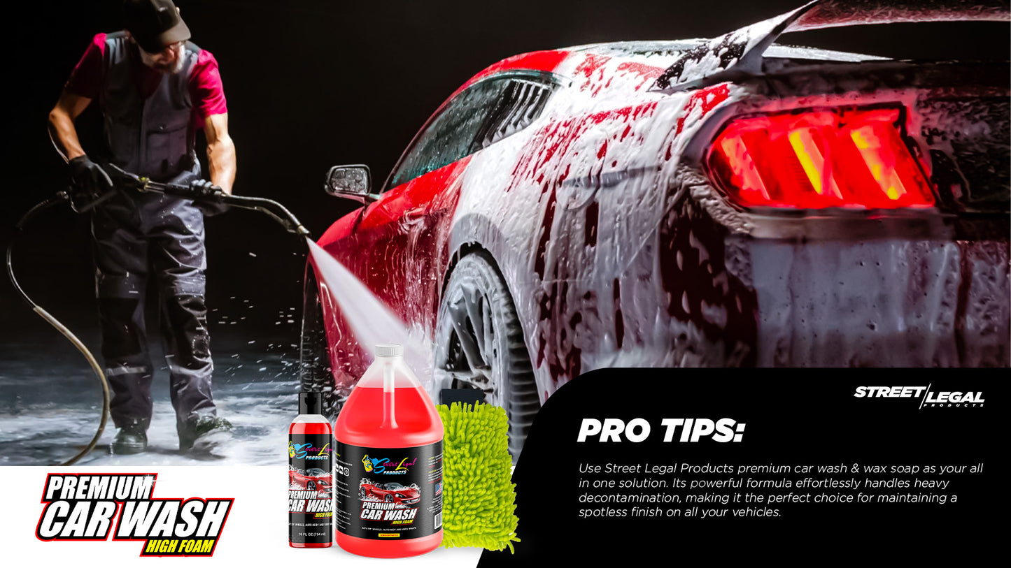 Get tips from the pro's at Street Legal Products with their Premium Car Wash & Wax Soap