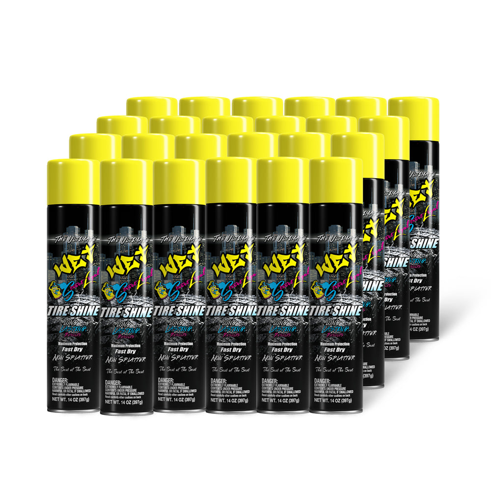 
                      
                        Street Legal The Ultimate Wet Tire Shine 14 oz cans, 24-pack, for sleek and long-lasting shine, fast drying, mess-free silicone-based spray.
                      
                    